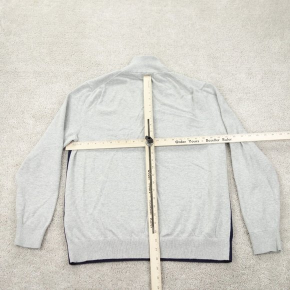 Nautica Sweater Mens Large Gray Blue Cotton Long Sleeve 1/4 Zip Mock Neck - Picture 6 of 9